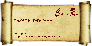 Csák Rózsa névjegykártya